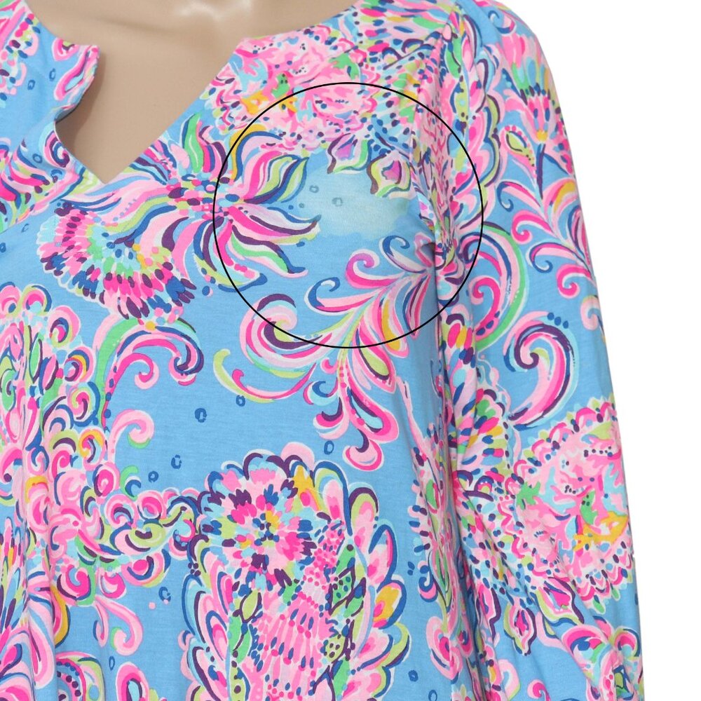 Lilly Pulitzer Cath Dress Printed Notch Neck Beach Tie Cuff S - Picture 4 of 7